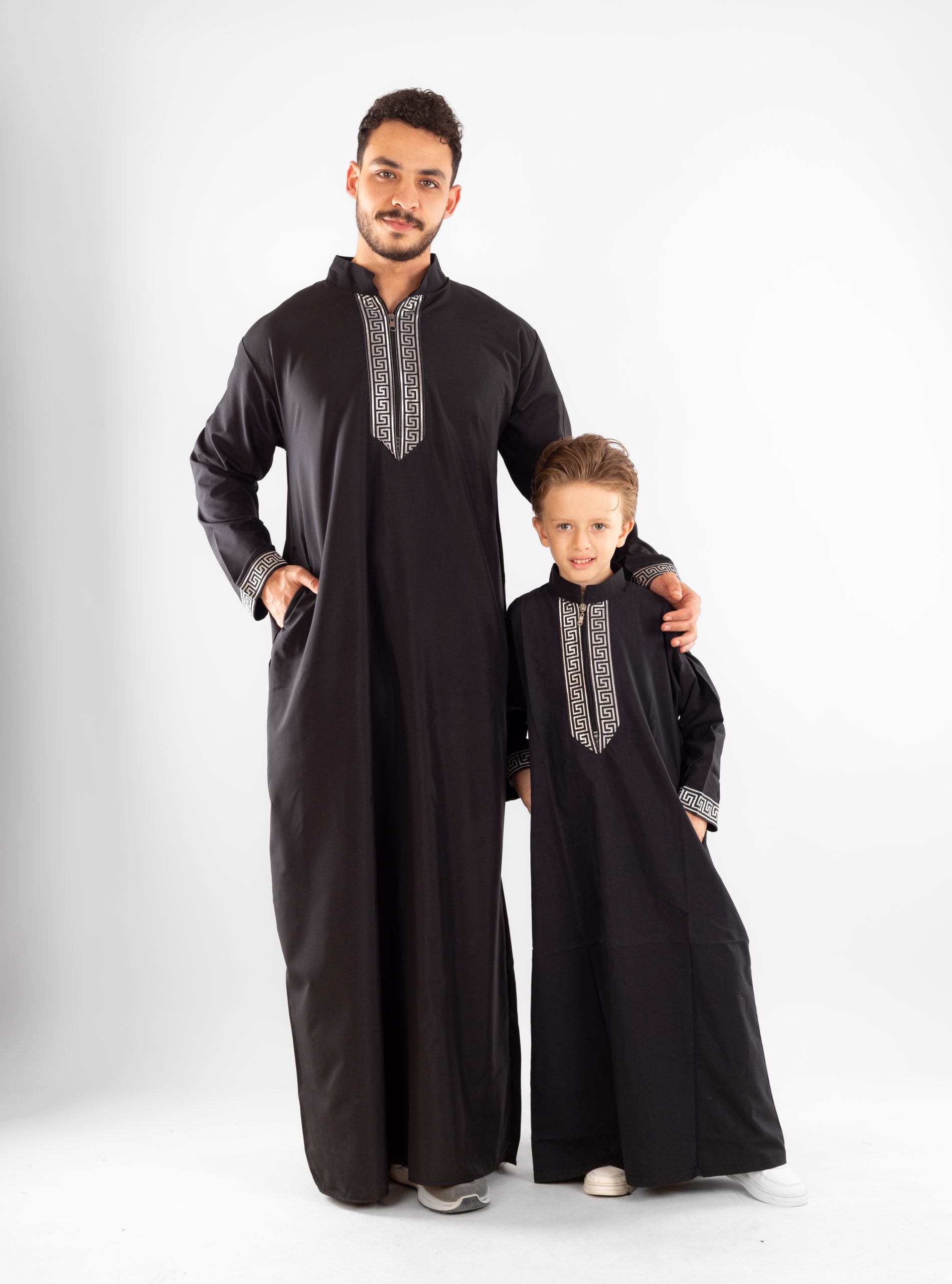 Moroccan Collar Jellabiya Set For Father & Son - Image 5