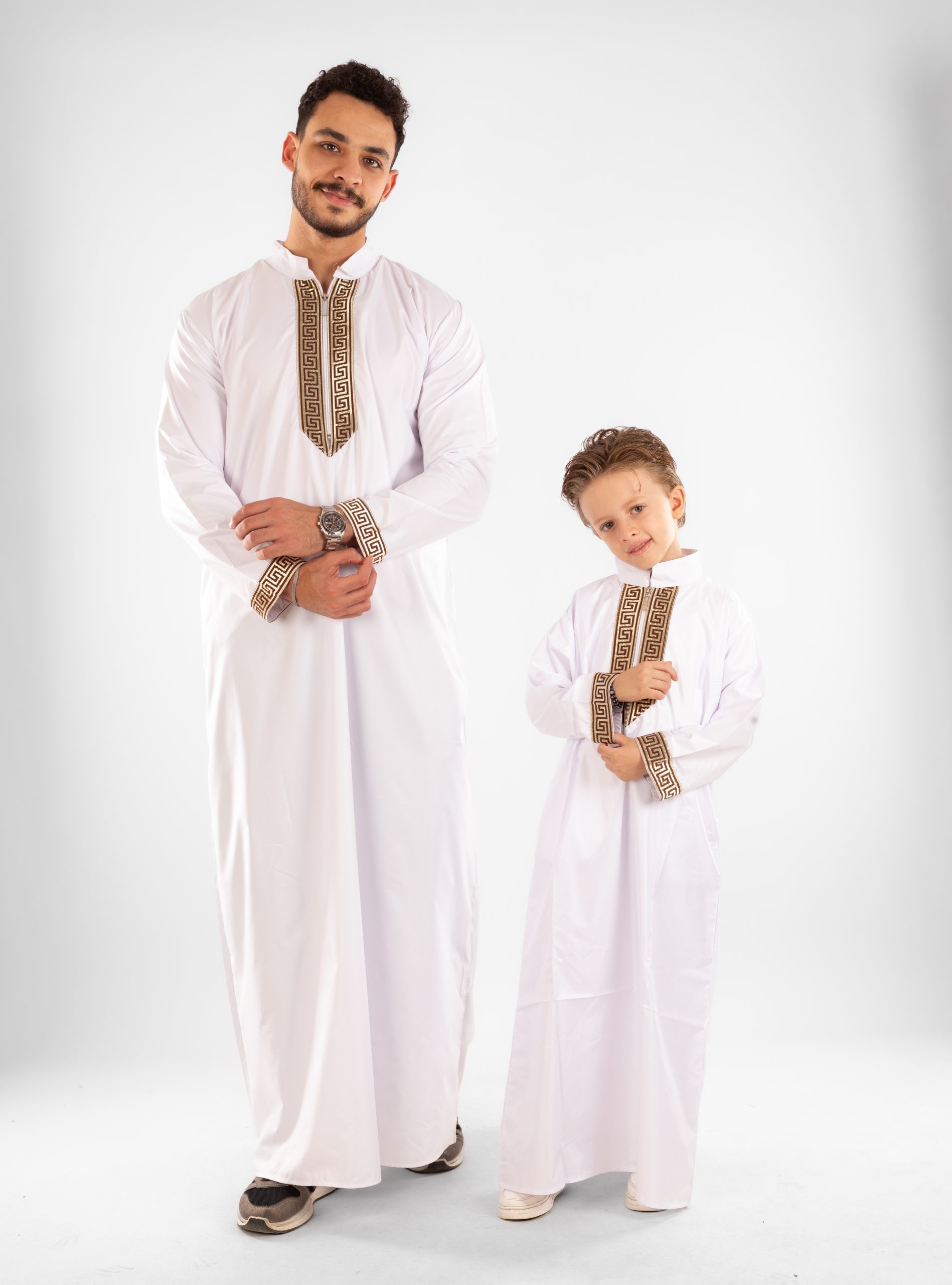 Moroccan Collar Jellabiya Set For Father & Son - Image 2