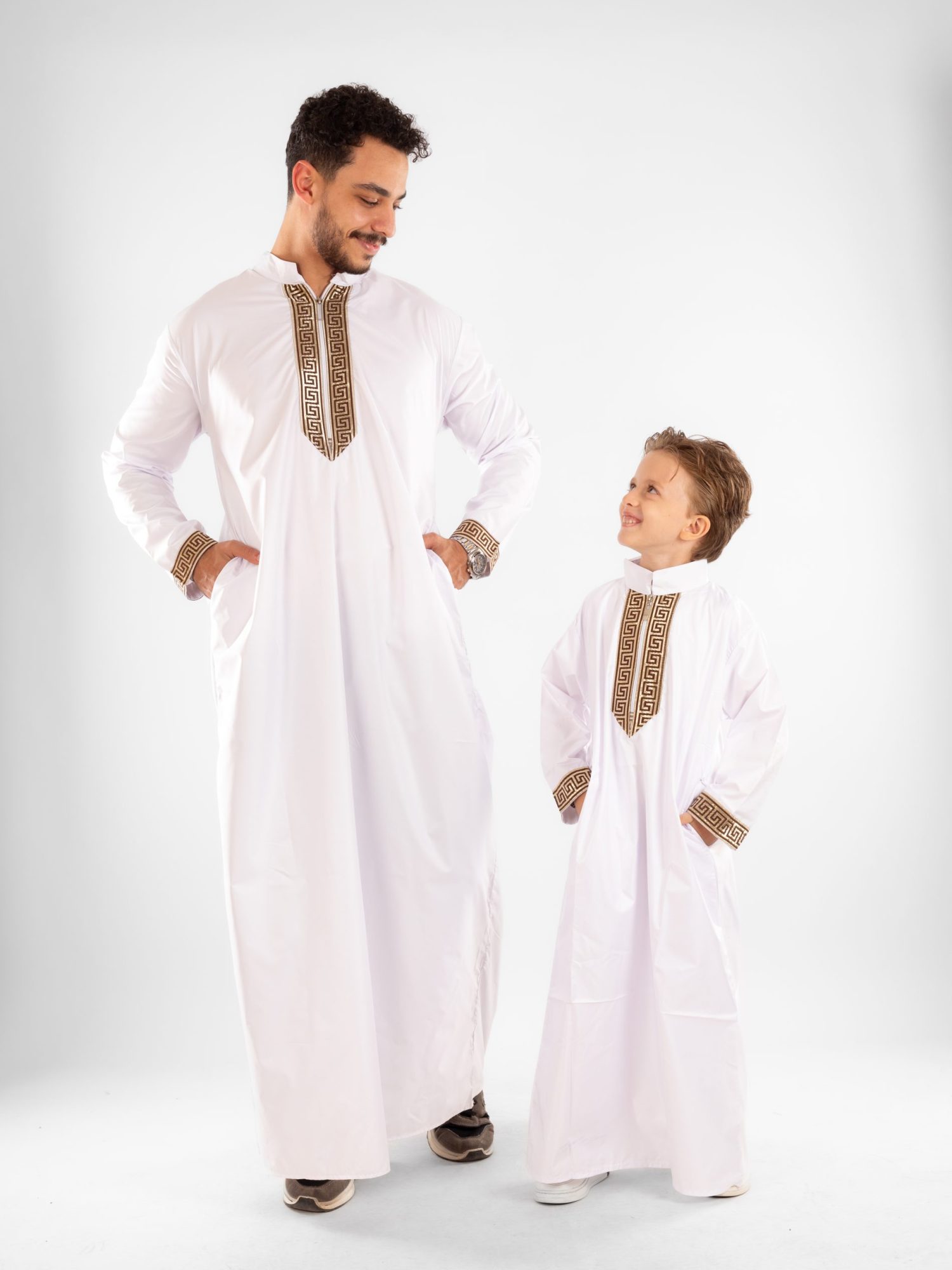 Moroccan Collar Jellabiya Set For Father & Son