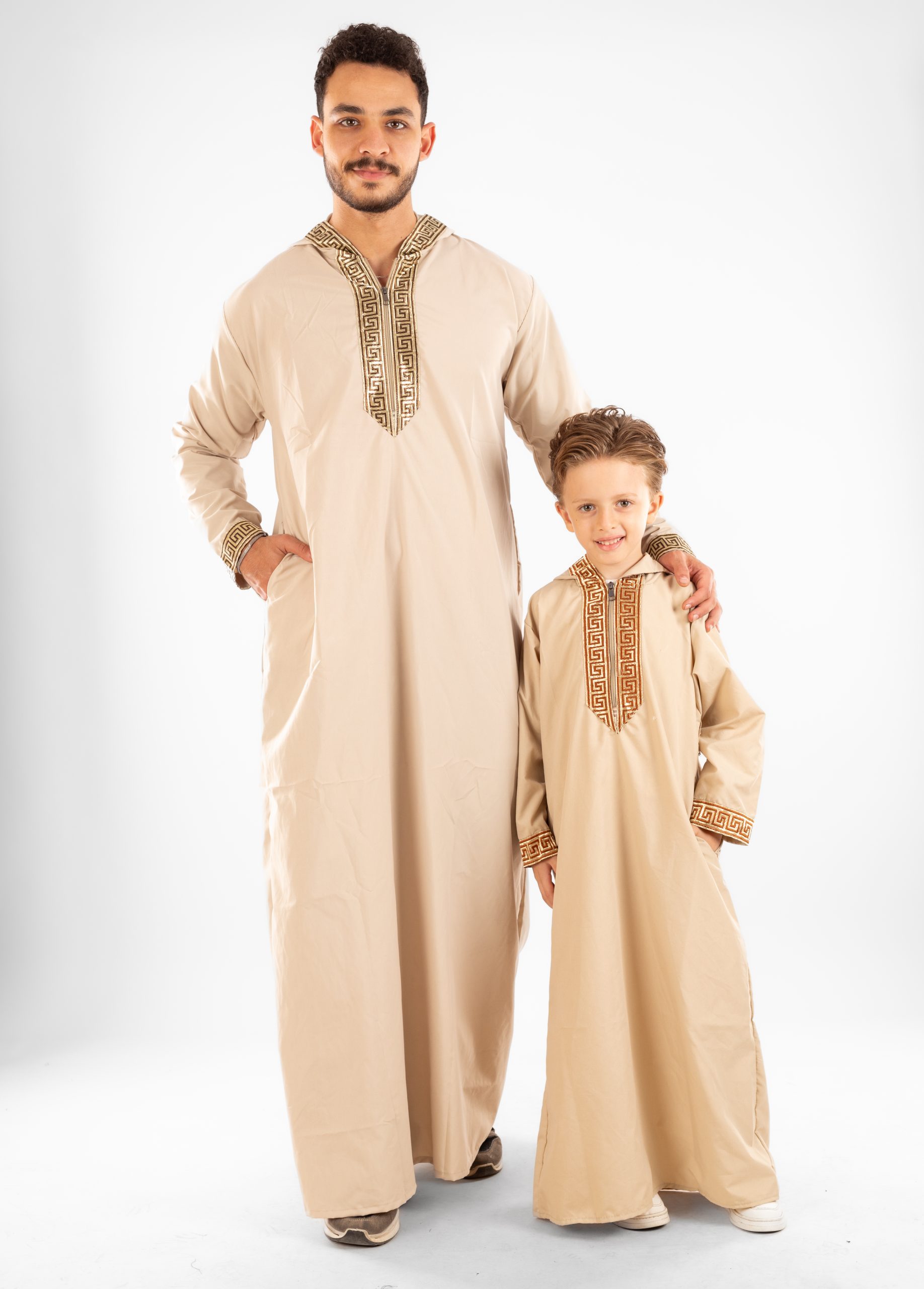 Moroccan Hooded Jellabiya Set For Father & Son - Image 4