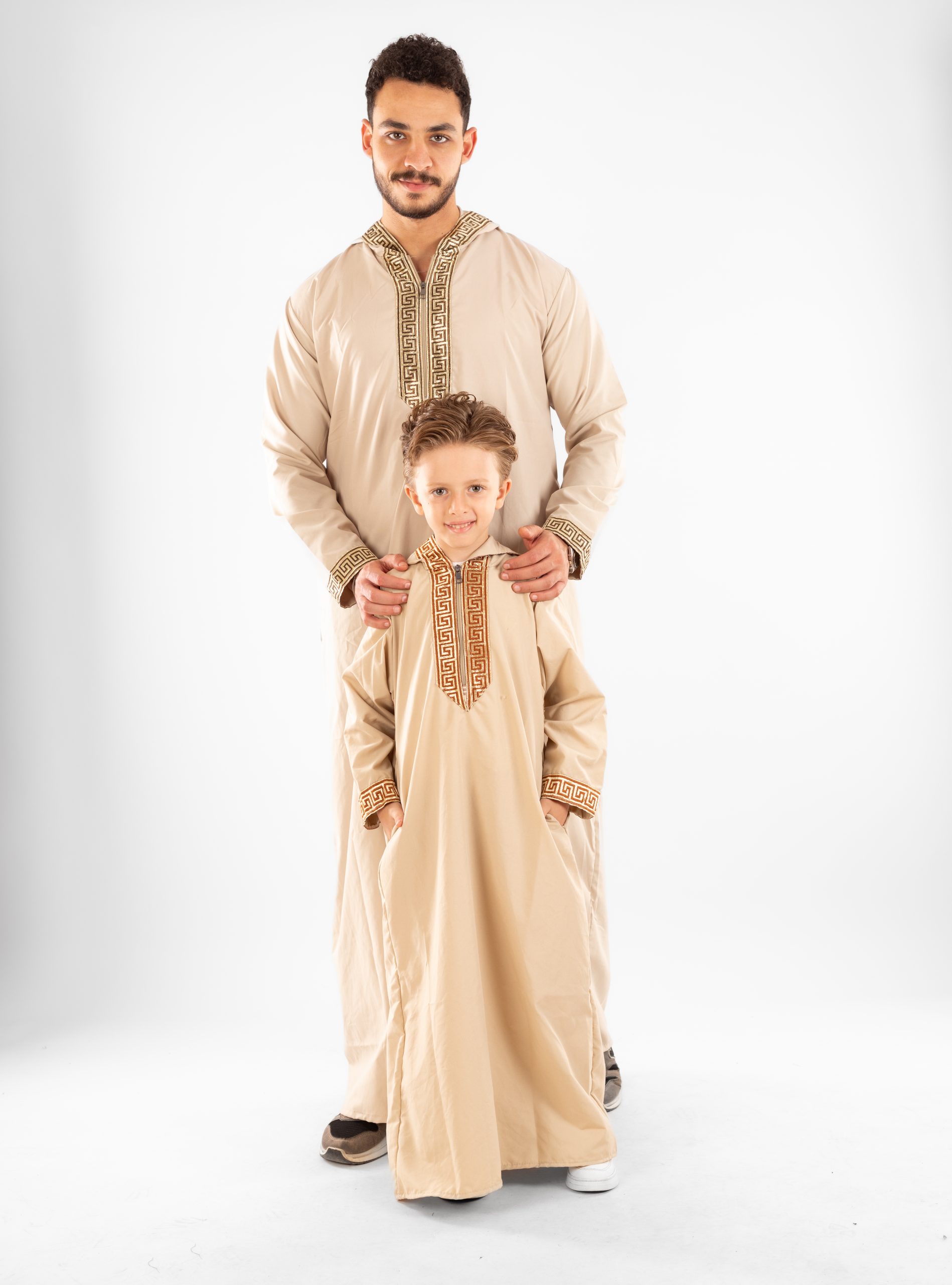 Moroccan Hooded Jellabiya Set For Father & Son