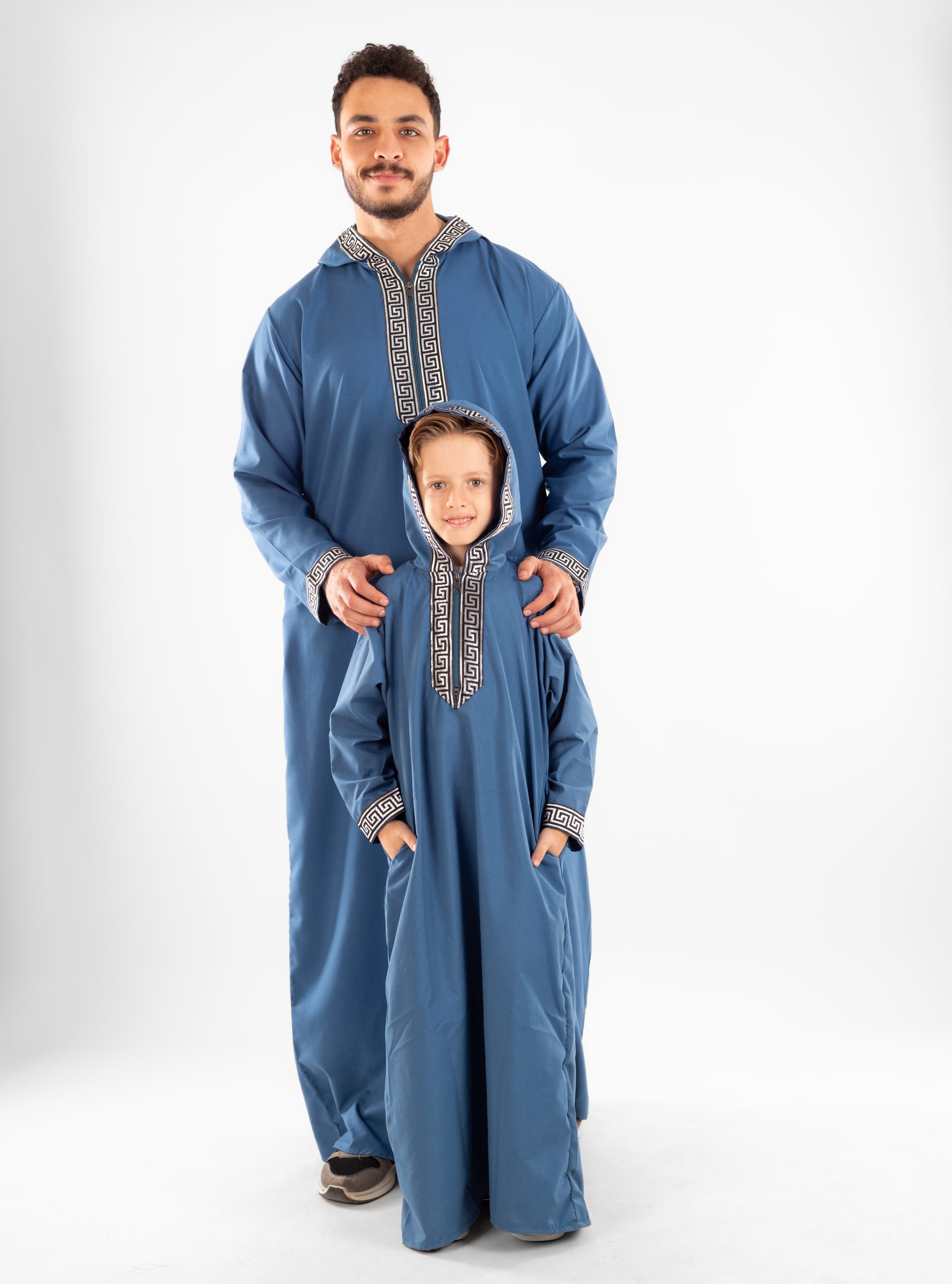 Moroccan Hooded Jellabiya Set For Father & Son - Image 3