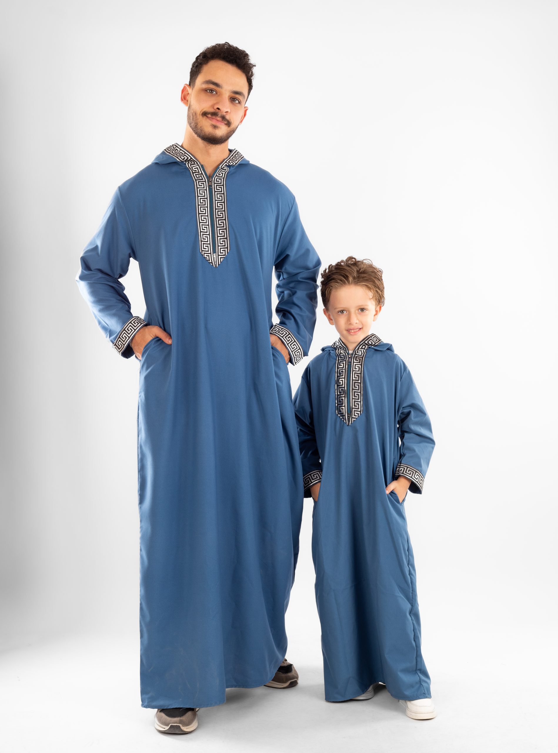 Moroccan Hooded Jellabiya Set For Father & Son - Image 2