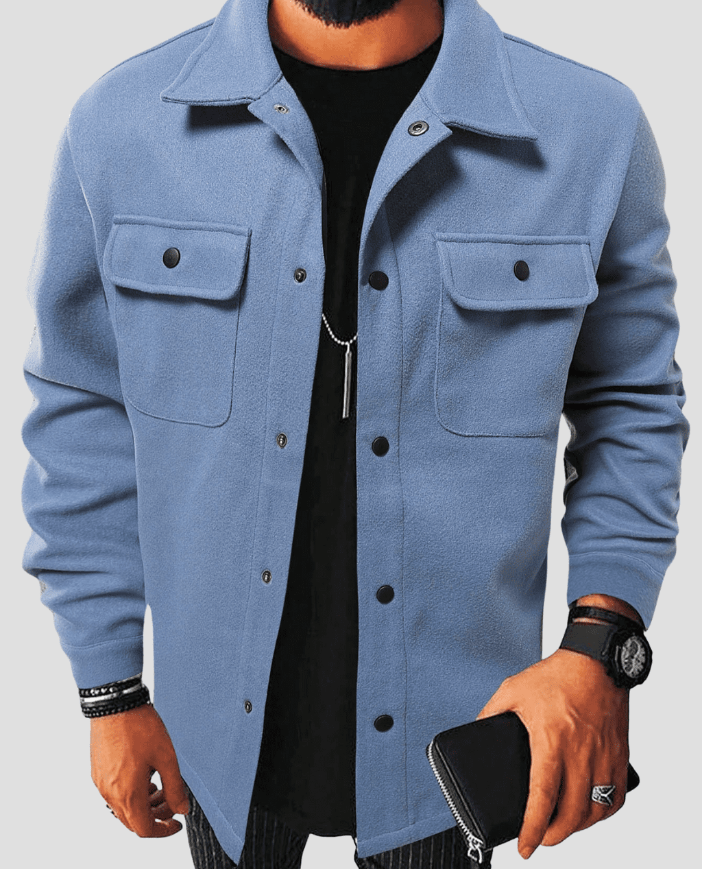 Wool Jacket with Snap Buttons